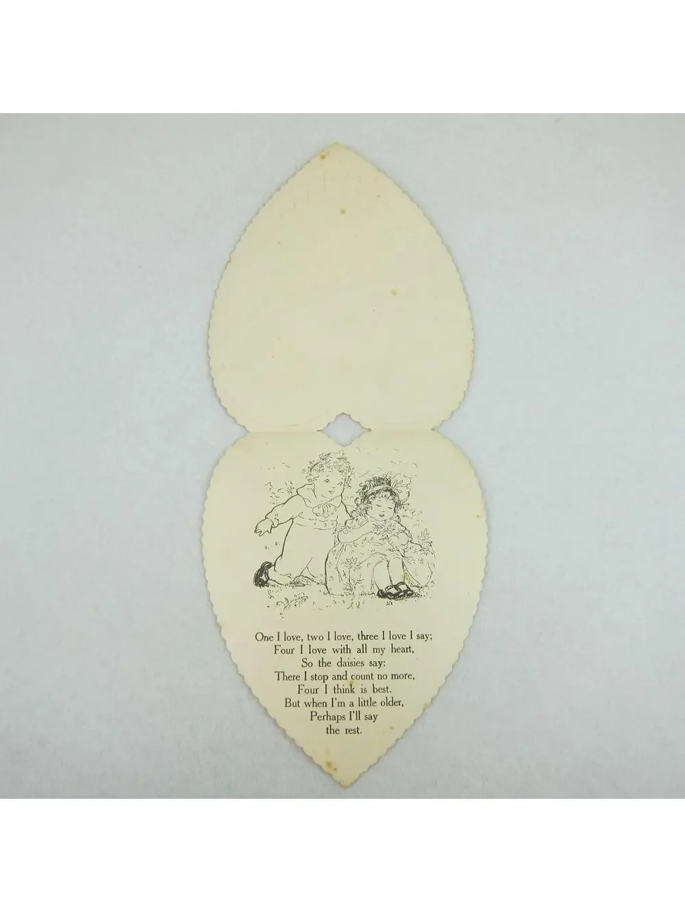 Vintage Valentine Card Whitney Made LARGE Heart Shape Red & Gold Girl in Bonnet
